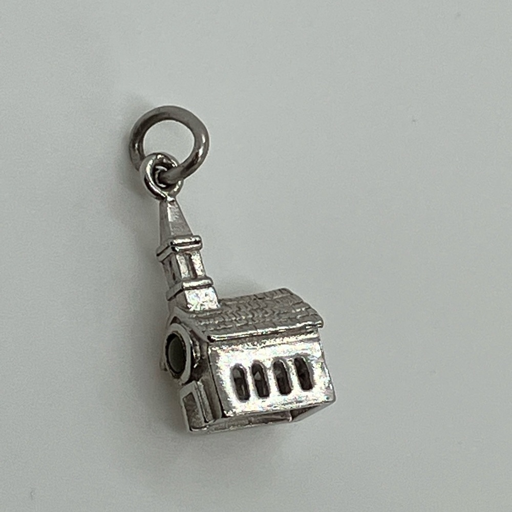 Vtg 925 Sterling Silver Church w Window Charm / Pendant
